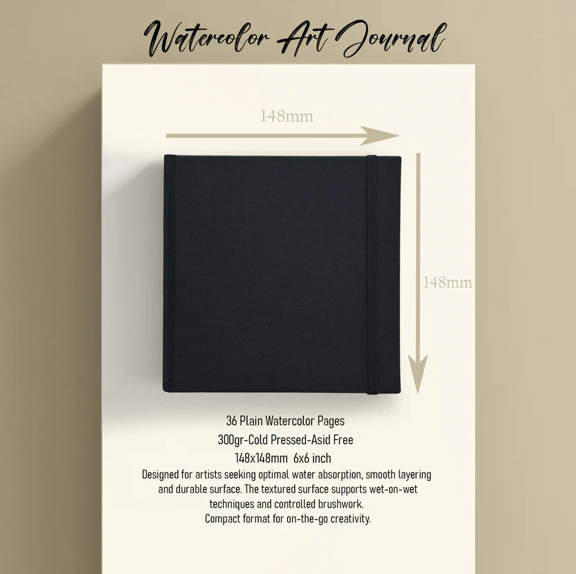 OW - Watercolor Art 148x148mm Black | Journal