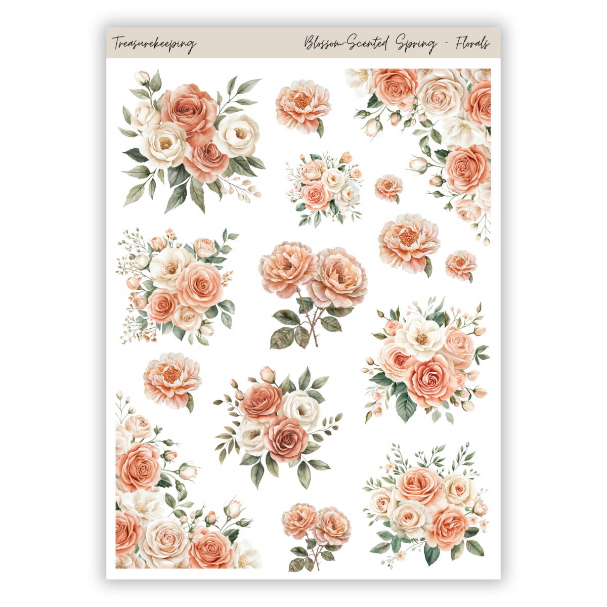 TK - Blossom Scented Spring Florals | Clear Matt Sticker Sheet