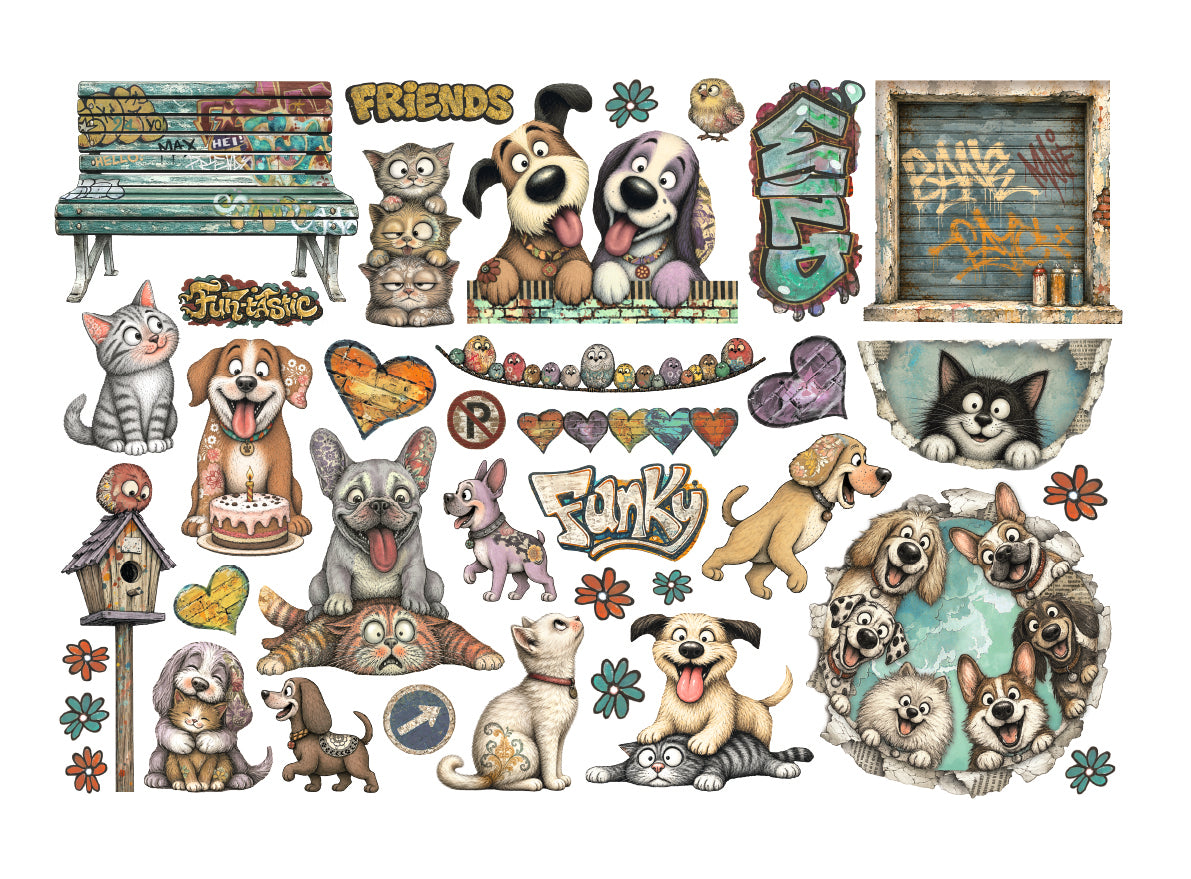 Stamperia - Furry Friends 2 | Adhesive Ephemera