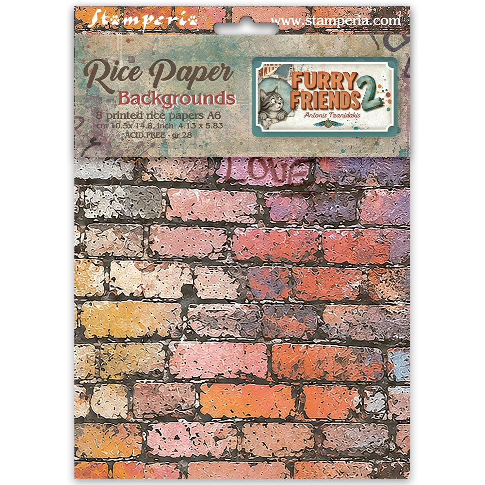 Stamperia - Furry Friends 2 | Mini Rice Paper Backgrounds