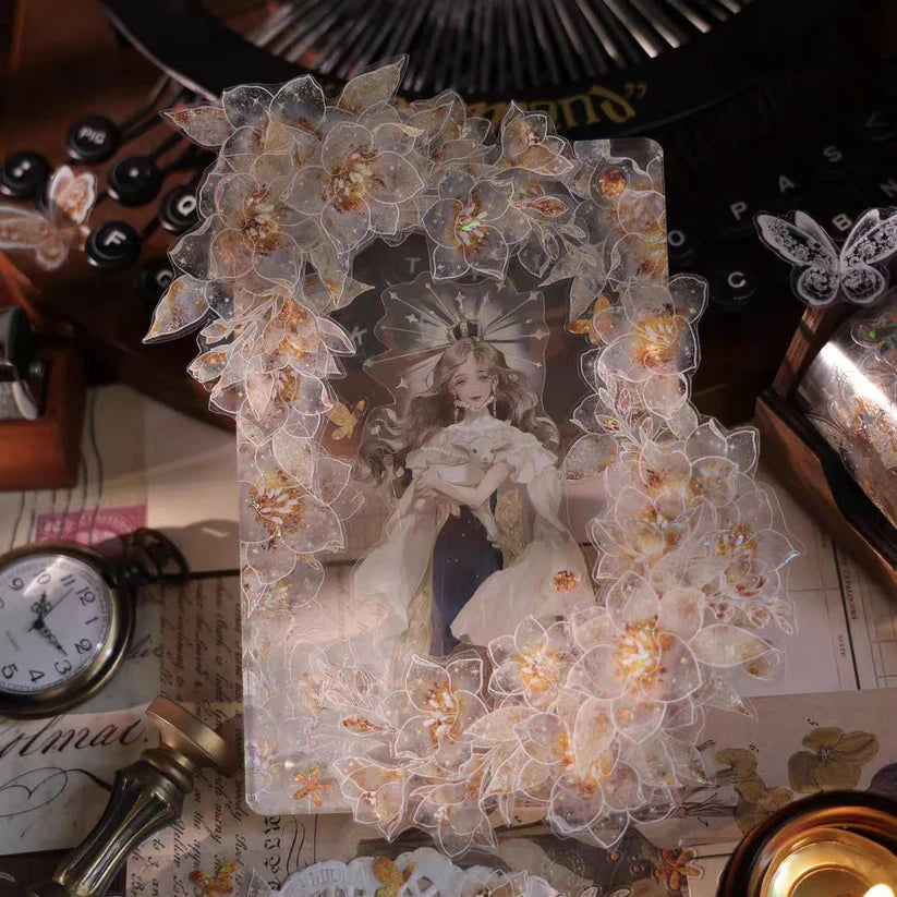 Yier Studio - Falling Stars Over Orchid | Shell Light Gold Pre-cut PET Tape