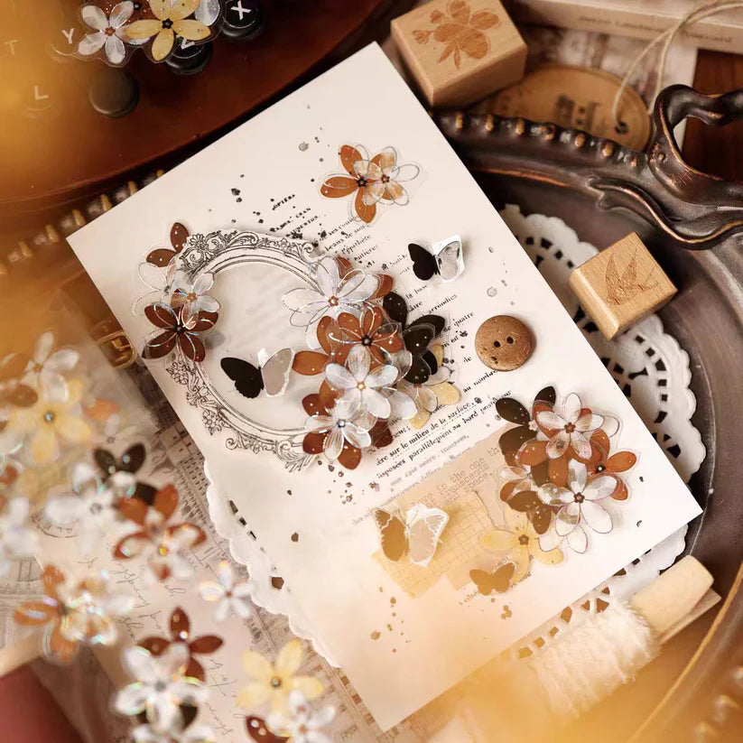 Y - Flowers on the Path | Pre- cut Shell Light Gold PET Tape