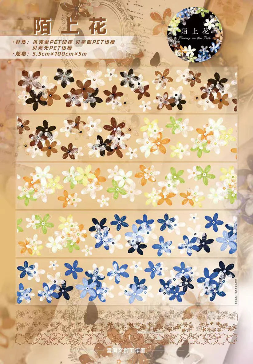 Y - Flowers on the Path | Pre- cut Shell Light Gold PET Tape