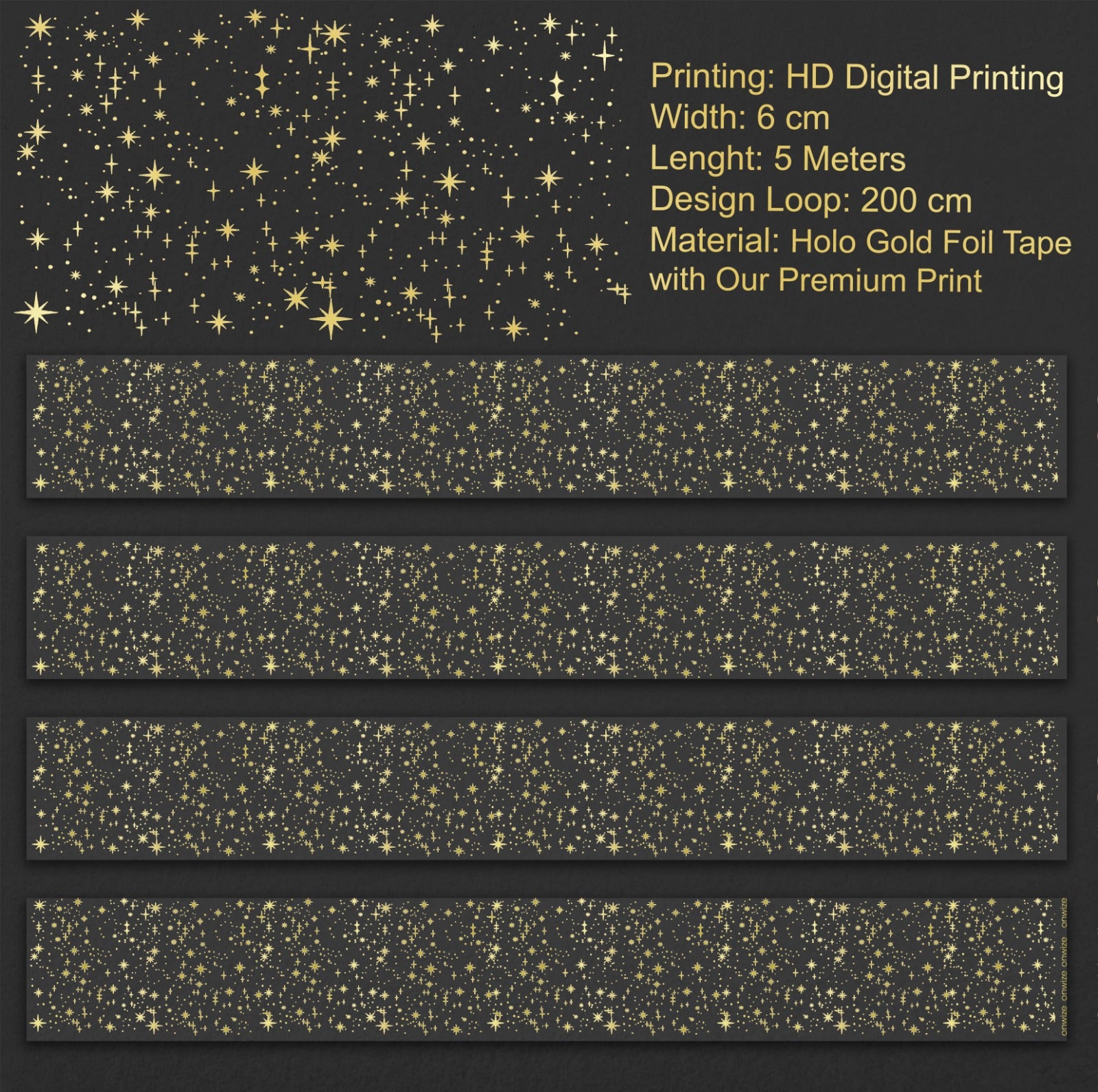 OW - Golden Stardust SRP 212 | Holo Gold Foil PET Tape