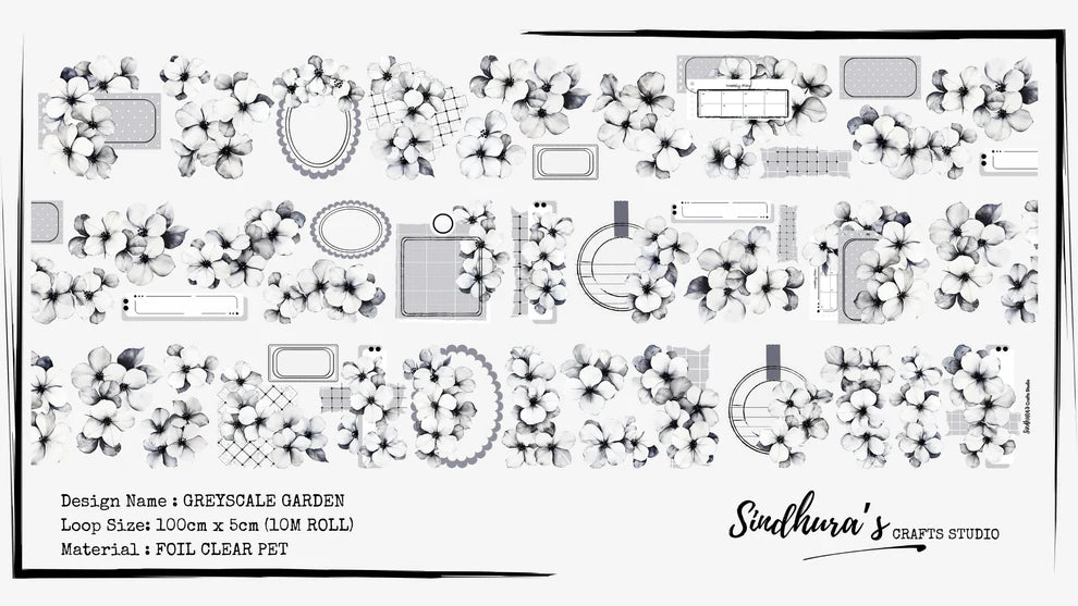 SCS - Grayscale Garden | Silver Foil Clear PET Tape
