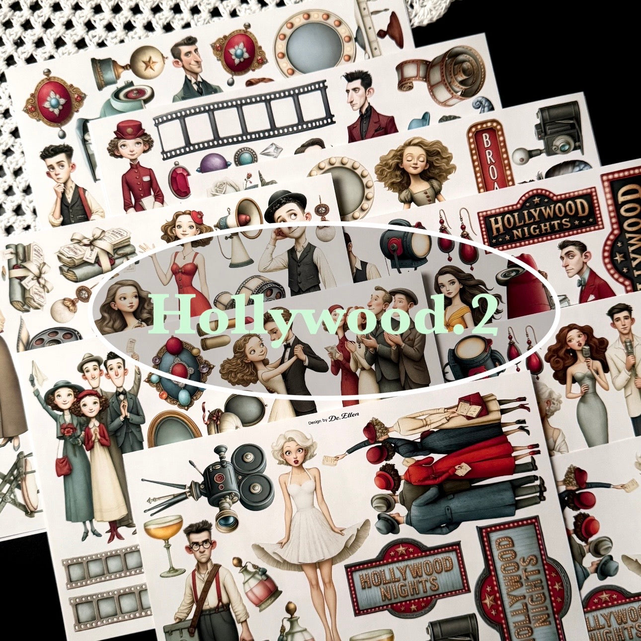 DE - Hollywood 2 | Paper Sticker Set (8 sheets)