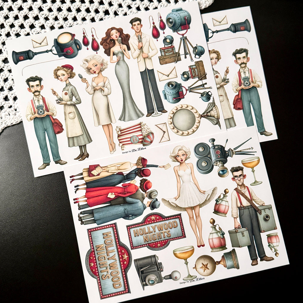 DE - Hollywood 2 | Paper Sticker Set (8 sheets)