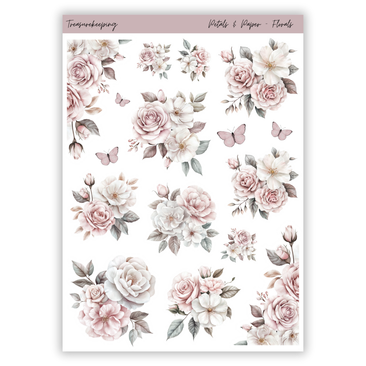 TK - Petals & Paper Florals | Clear Matt Sticker Sheet