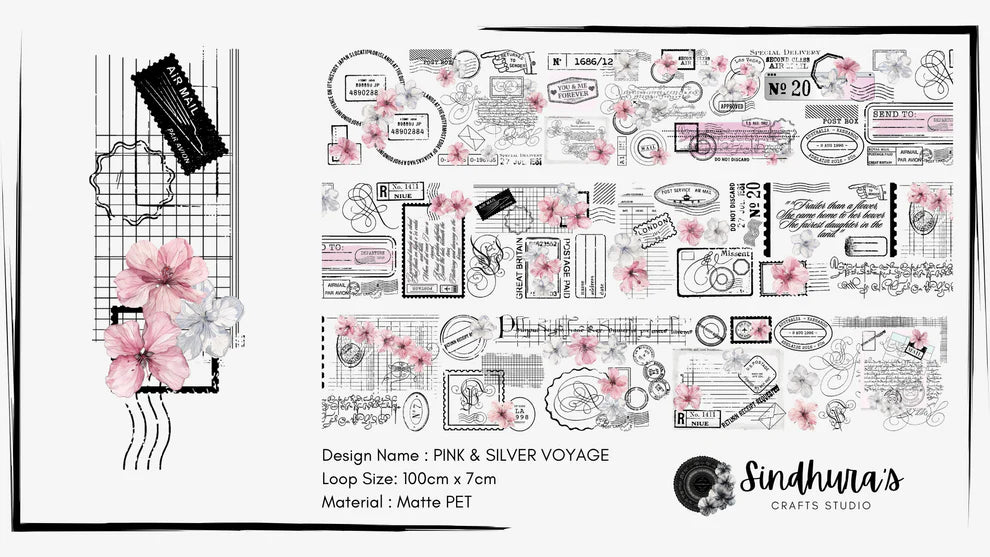 Sindhura’s Crafts Studio - Pink&Silver Voyage | Matt PET Tape