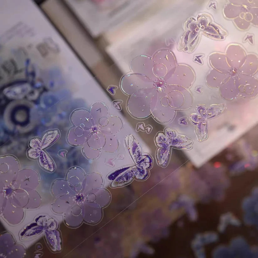 Yier Studio - Silver Lotus Butterfly | Shell Light Silver Pre-cut PET Tape
