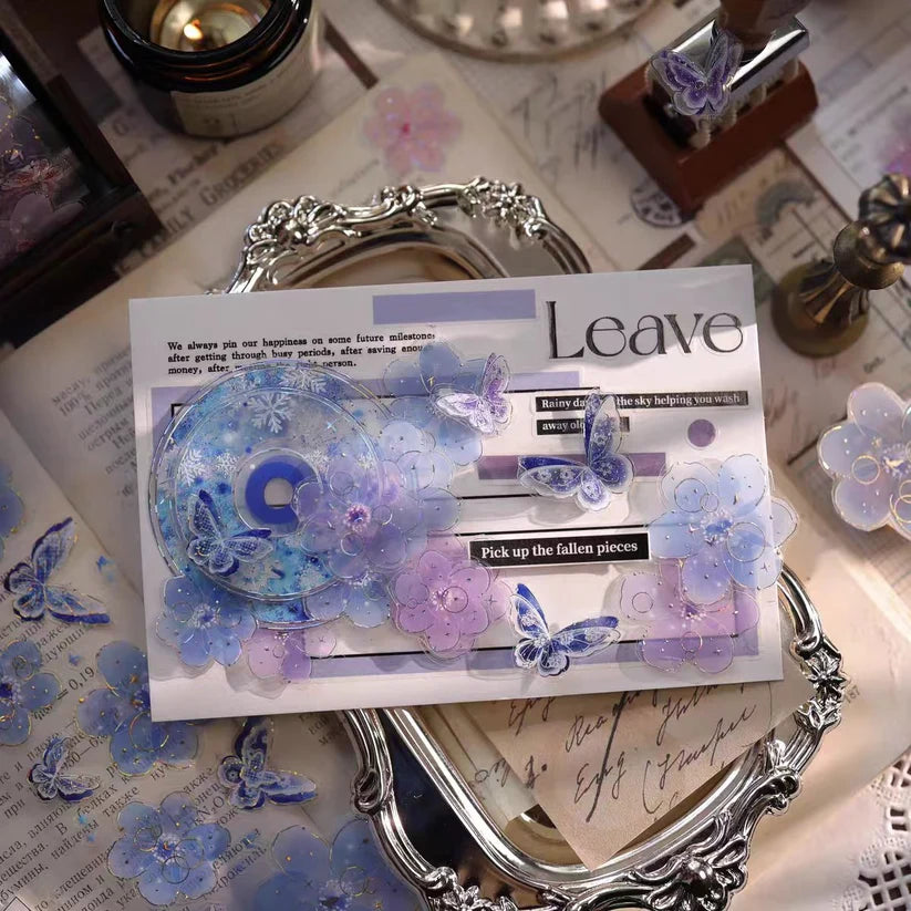 Yier Studio - Silver Lotus Butterfly | Shell Light Silver Pre-cut PET Tape