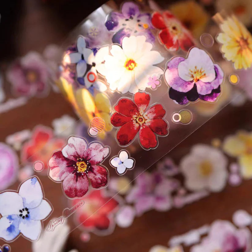 Y - Small Colorful Flowers | Pre- cut Shell Light PET Tape