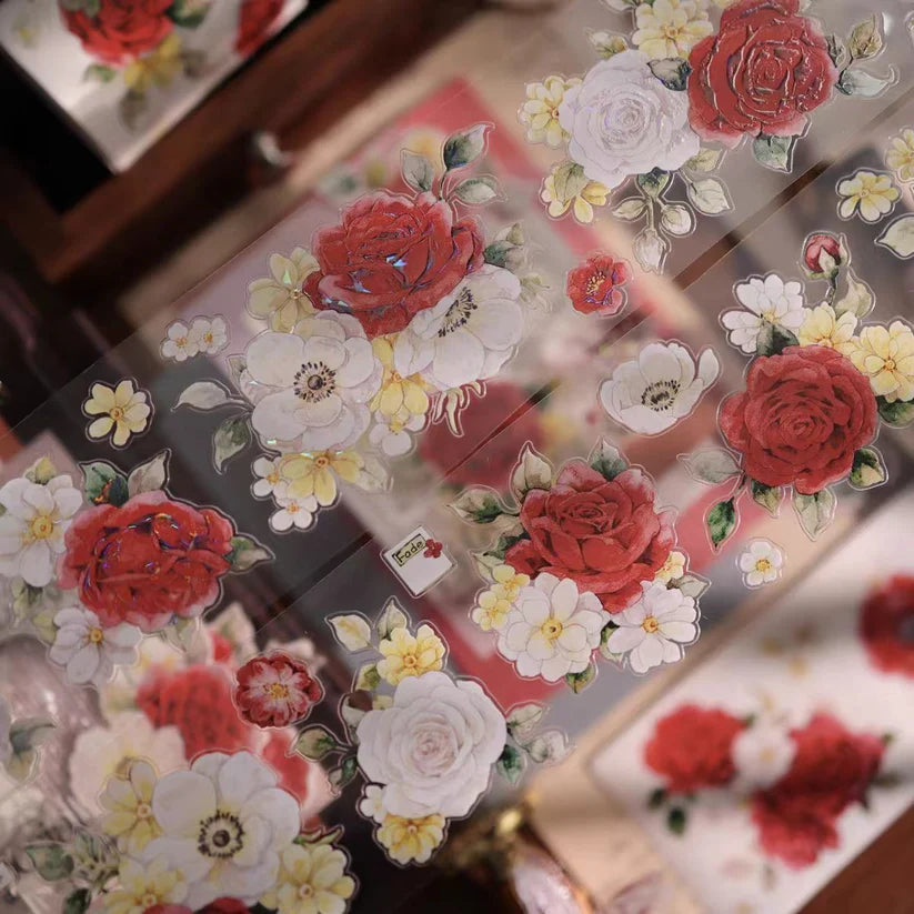 Yier Studio - The Fragrance of Red and White | Shell Light Pre-cut PET Tape