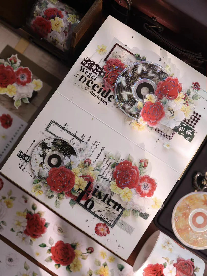 Yier Studio - The Fragrance of Red and White | Shell Light Pre-cut PET Tape
