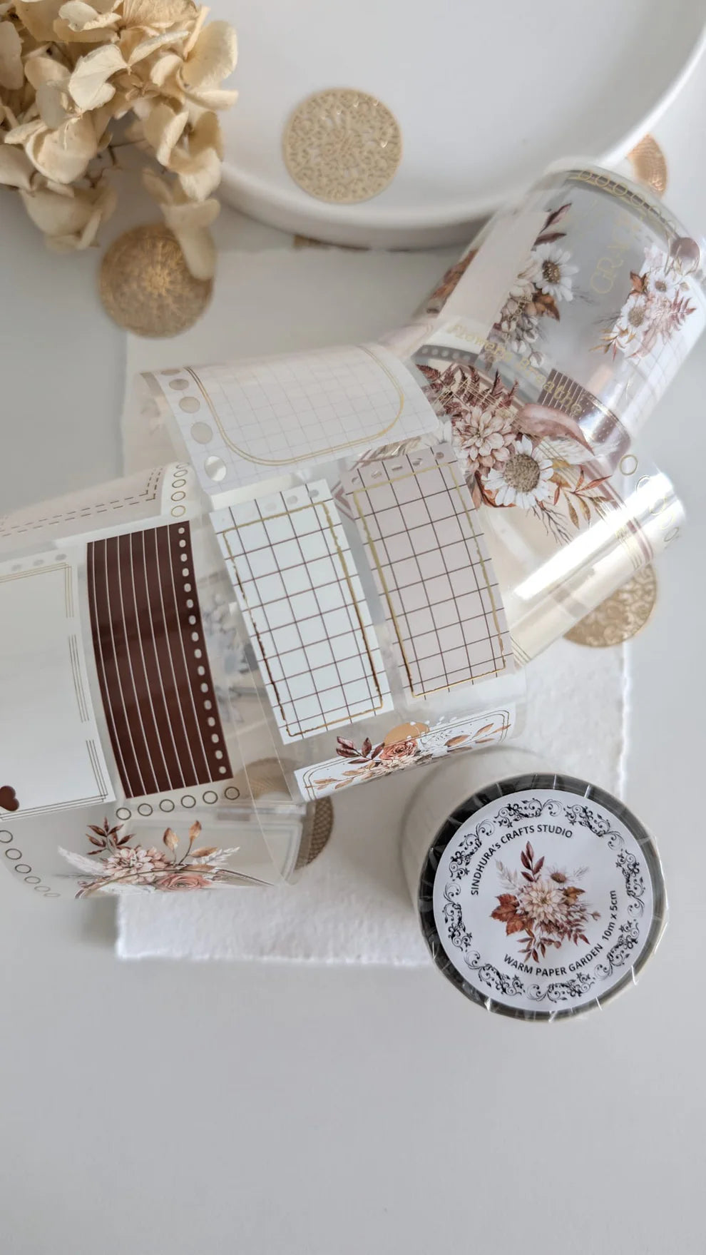 SCS - Warm Paper Garden | Gold Foil Clear PET Tape