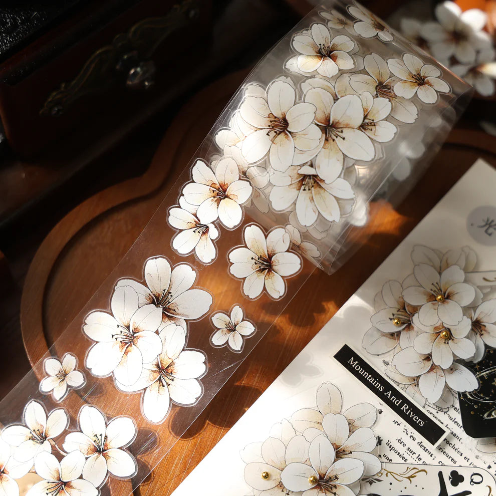 Y - White Flowers | Pre- cut PET Tape