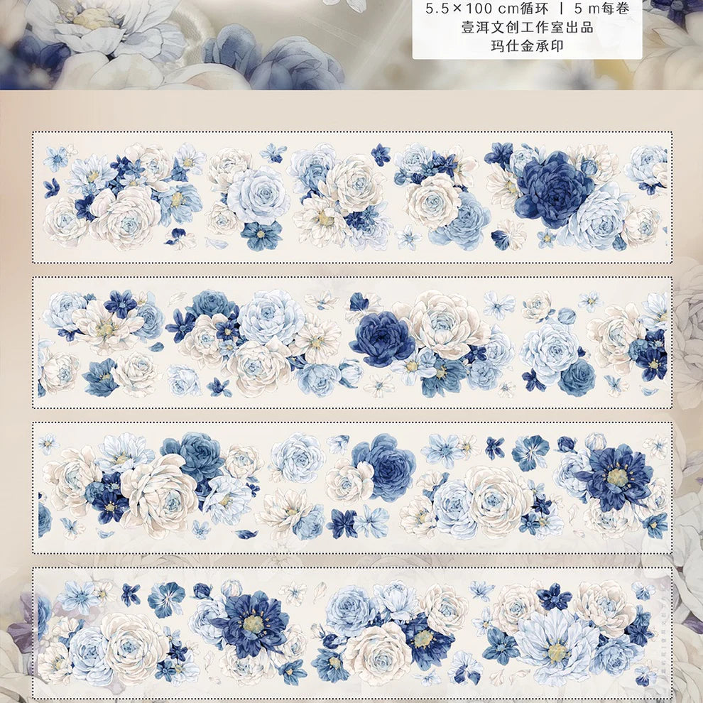 Y - Blue Peony Rose Vintage