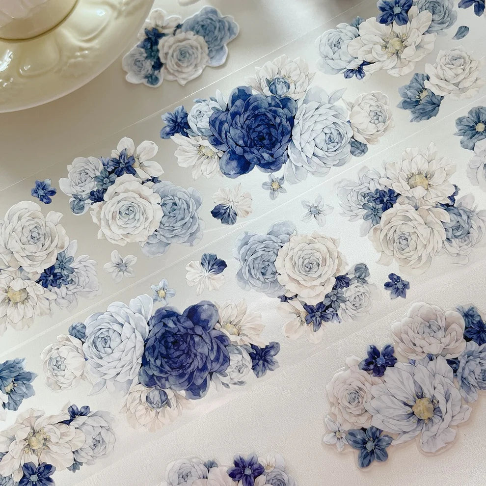 Y - Blue Peony Rose Vintage