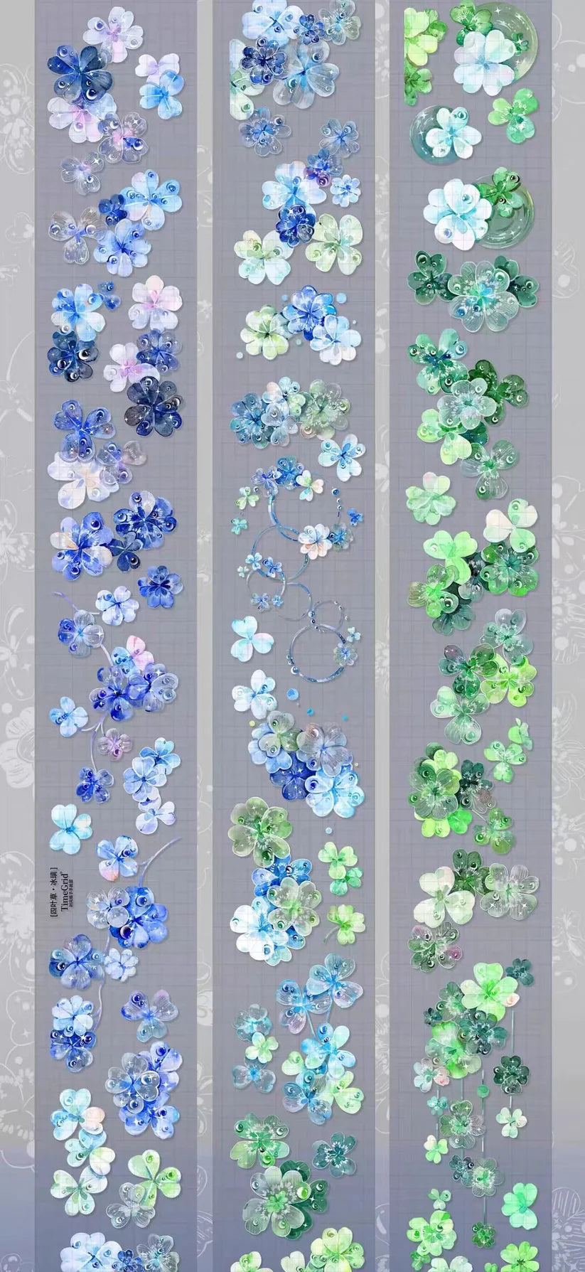 TimeGrid - Green&Blue Lucky Clover | 3D Shell Light PET Tape