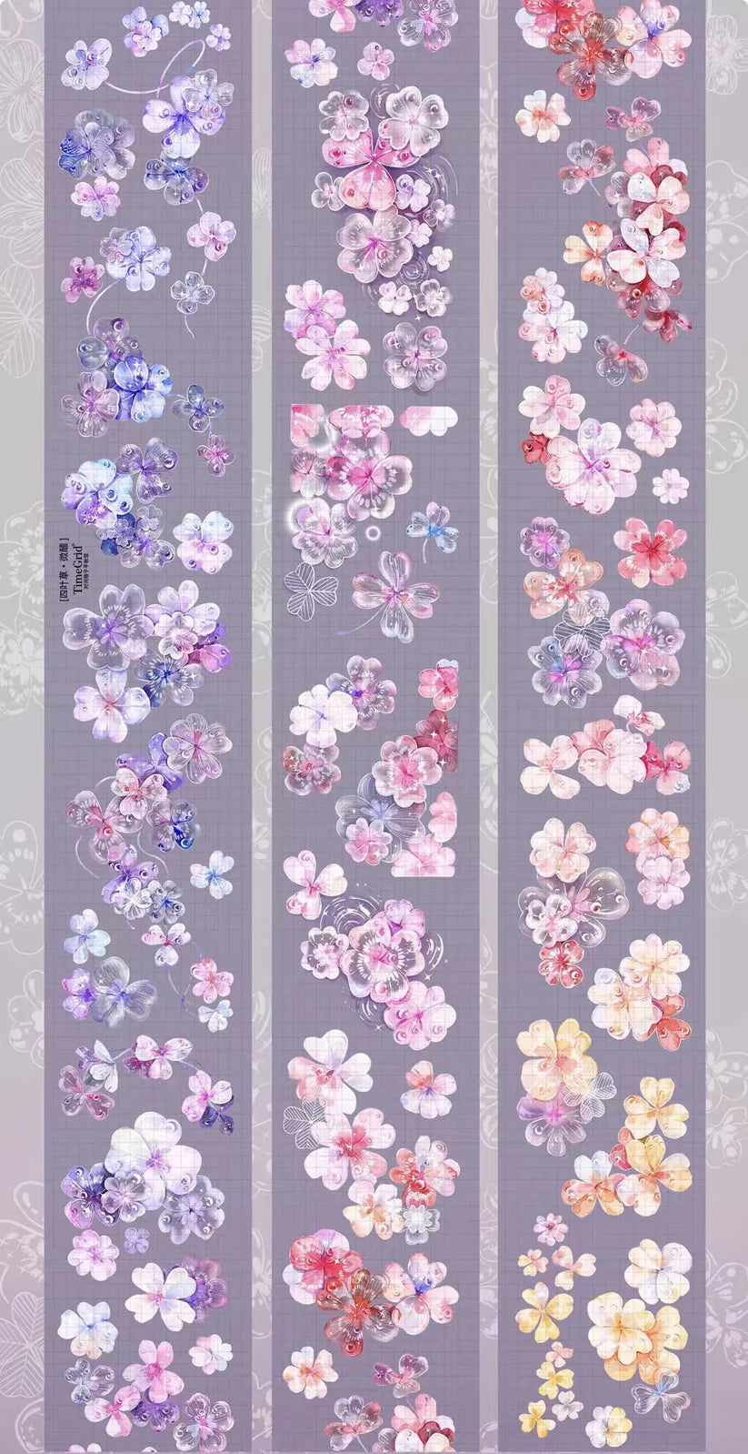 TimeGrid - Pink&Violet Lucky Clover | 3D Shell Light PET Tape