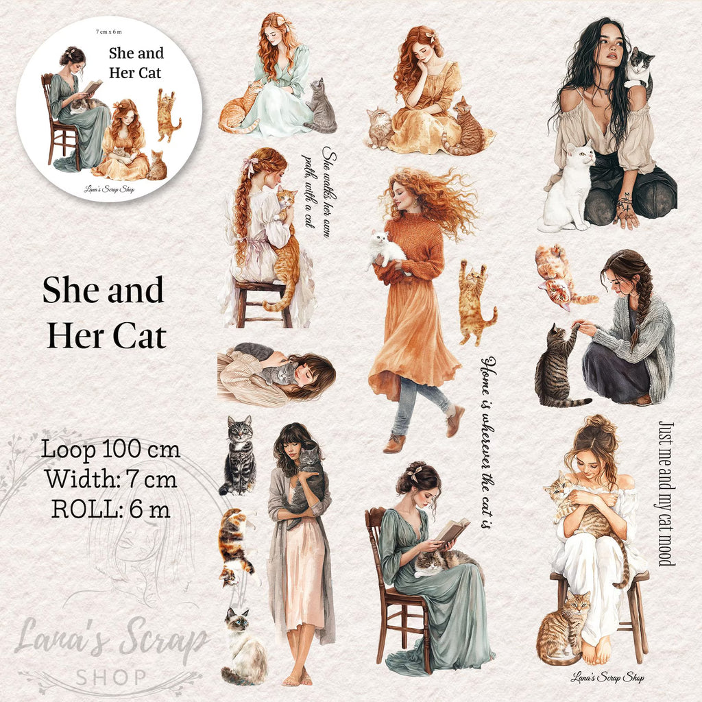 Lana's Scrap Shop - She and Her Cat | PET Tape